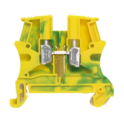 Legrand 371 Series Green/Yellow DIN Rail Terminal Block, 6mm², Single-Level, Screw Termination