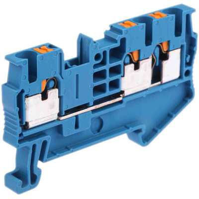 Phoenix Contact PT 2.5-TWIN BU Series Blue Feed Through Terminal Block, 0.14 → 4mm², Single-Level, Push In