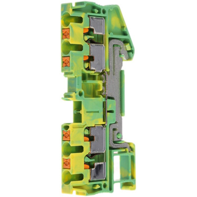 Phoenix Contact PT 2.5-QUATTRO-PE Series Green/Yellow Earth Terminal Block, 0.14 → 4mm², Single-Level, Push In