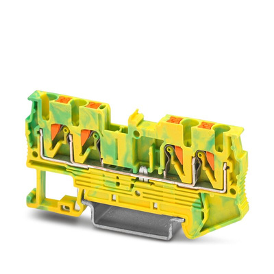 Phoenix Contact PT 2.5-QUATTRO-PE Series Green/Yellow Earth Terminal Block, 0.14 → 4mm², Single-Level, Push In