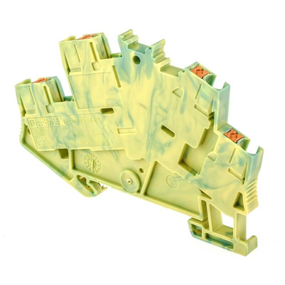 Phoenix Contact PTTBS 2.5-PE Series Green/Yellow Double Level Terminal Block, 0.14 → 4mm², Double-Level, Push In