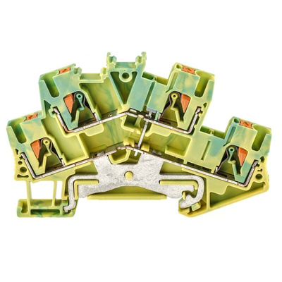 Phoenix Contact PTTBS 2.5-PE Series Green/Yellow Double Level Terminal Block, 0.14 → 4mm², Double-Level, Push In