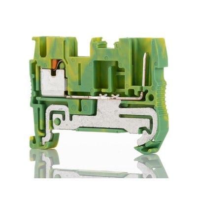 Phoenix Contact PT 2.5/1P-PE Series Green/Yellow Earth Terminal Block, 0.14 → 4mm², Single-Level, Plug In