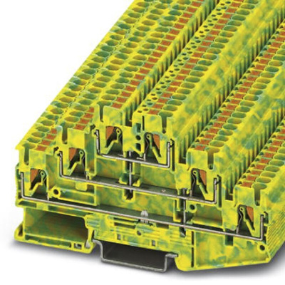 Phoenix Contact PT 2.5-3PE Series Green/Yellow Multi Level Terminal Block, 0.14 → 4mm², Triple-Level, Push In