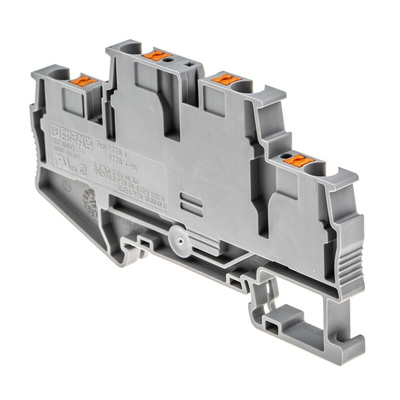 Phoenix Contact PTTB 4 Series Grey Feed Through Terminal Block, 0.2 → 6mm², Double-Level, Push In Termination,