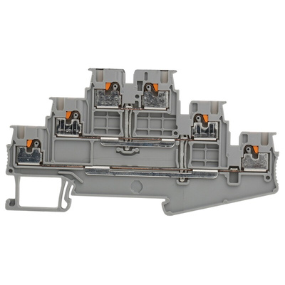 Phoenix Contact PT 1.5/S-3PV Series Grey Multi Level Terminal Block, 0.14 → 1.5mm², Triple-Level, Push In