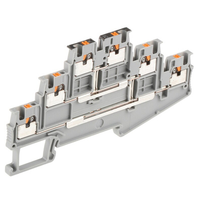 Phoenix Contact PT 1.5/S-3PV Series Grey Multi Level Terminal Block, 0.14 → 1.5mm², Triple-Level, Push In