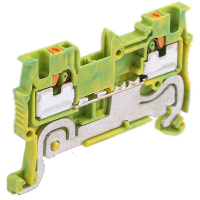 Phoenix Contact PT 1.5/S-PE Series Green/Yellow Earth Terminal Block, 0.14 → 1.5mm², Single-Level, Push In