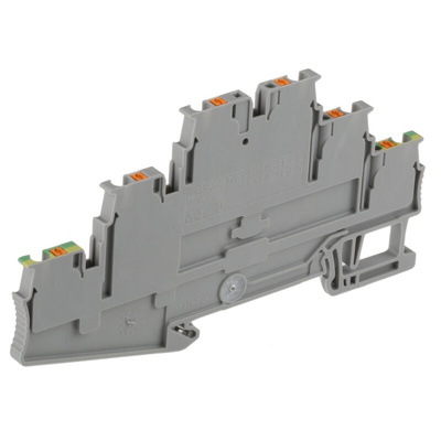 Phoenix Contact PT 1.5/S-PE/L/L Series Grey Earth Terminal Block, 0.14 → 1.5mm², Triple-Level, Push In