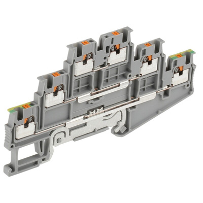Phoenix Contact PT 1.5/S-PE/L/L Series Grey Earth Terminal Block, 0.14 → 1.5mm², Triple-Level, Push In