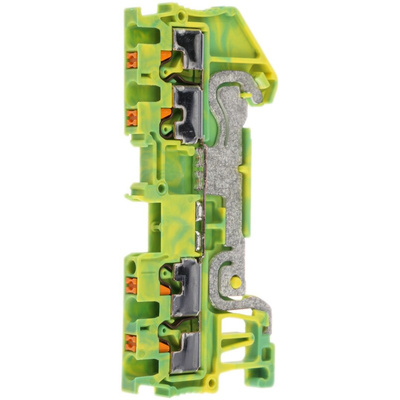 Phoenix Contact PT 1.5/S-QUATTRO-PE Series Green/Yellow Earth Terminal Block, 0.14 → 1.5mm², Single-Level, Push