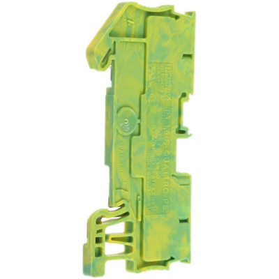Phoenix Contact PT 1.5/S-QUATTRO-PE Series Green/Yellow Earth Terminal Block, 0.14 → 1.5mm², Single-Level, Push