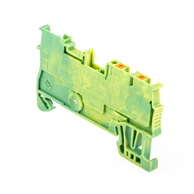 Phoenix Contact PT 1.5/S-TWIN/1P-PE Series Green/Yellow Earth Terminal Block, 0.14 → 1.5mm², Single-Level, Plug