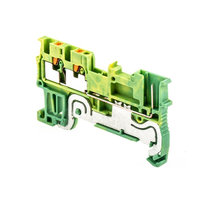 Phoenix Contact PT 1.5/S-TWIN/1P-PE Series Green/Yellow Earth Terminal Block, 0.14 → 1.5mm², Single-Level, Plug