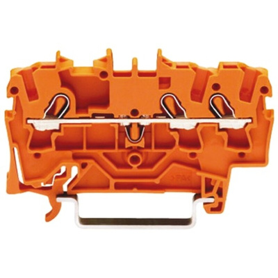 Wago TOPJOB S, 2002 Series Orange Feed Through Terminal Block, 2.5mm², Single-Level, Push-In Cage Clamp Termination,