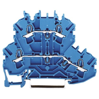 Wago TOPJOB S, 2002 Series Blue Feed Through Terminal Block, 2.5mm², Double-Level, Push-In Cage Clamp Termination,