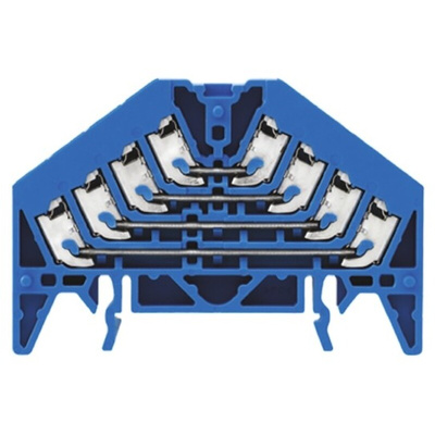 Weidmuller P Series Blue DIN Rail Terminal Block, 1.5mm², Quadruple-Level, Push In Termination