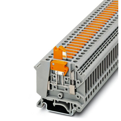Phoenix Contact UK 5-MTK-P/P Series Grey DIN Rail Terminal Block, Single-Level, Screw Termination