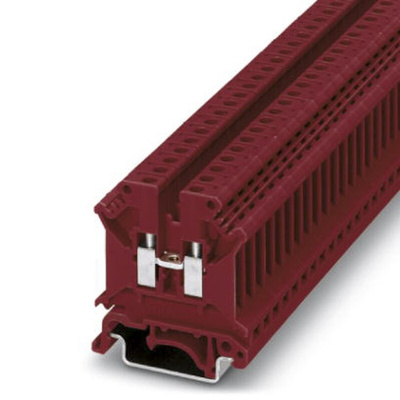 Phoenix Contact UK 5 N RD Series Red DIN Rail Terminal Block, Single-Level, Screw Termination