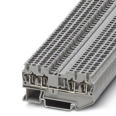 Phoenix Contact ST 1.5/S-QUATTRO Series Grey DIN Rail Terminal Block, Single-Level, Spring Clamp Termination