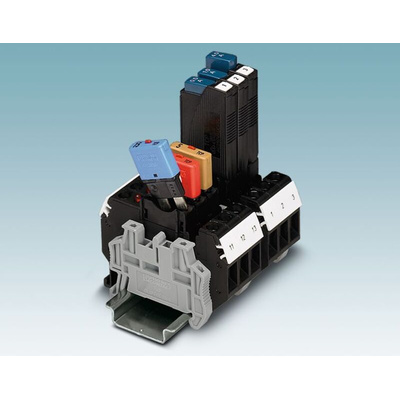 Phoenix Contact UK 6-FSI/C-LED24 Series Black Fused DIN Rail Terminal, Single-Level, Screw Termination, Fused