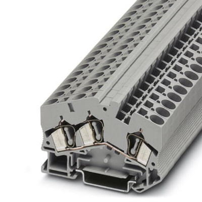 Phoenix Contact STS 6-TWIN Series Grey DIN Rail Terminal Block, Single-Level, Spring Clamp Termination