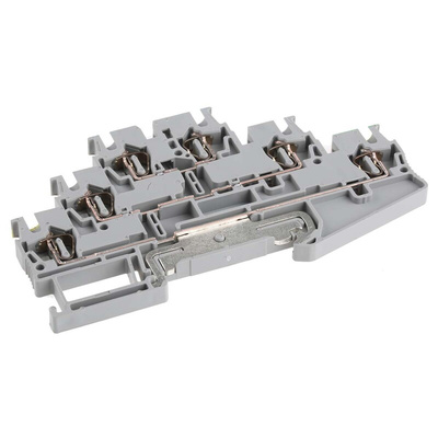 Phoenix Contact ST 2.5-PE/L/N Series Grey DIN Rail Terminal Block, Triple-Level, Spring Clamp Termination