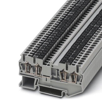 Phoenix Contact ST 2.5-QUATTRO-U Series Grey DIN Rail Terminal Block, Single-Level, Spring Clamp Termination