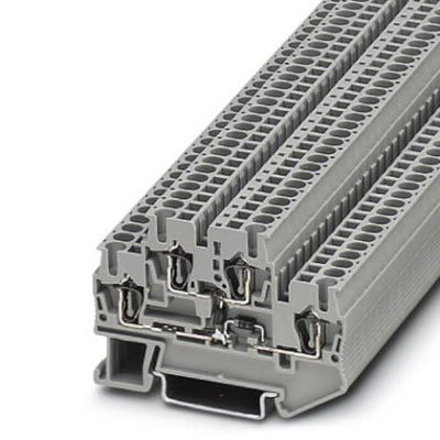 Phoenix Contact STTB 2.5-2DIO/O-UL/UR-UL Series Grey DIN Rail Terminal Block, Double-Level, Spring Clamp Termination