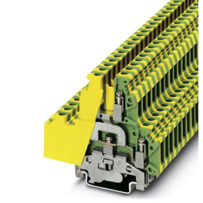 Phoenix Contact UKKB 5-PE Series Green/Yellow Fused DIN Rail Terminal, Double-Level, Screw Termination