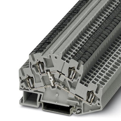 Phoenix Contact STTBS Clipline Series Grey DIN Rail Terminal Block, Double-Level, Spring Clamp Termination