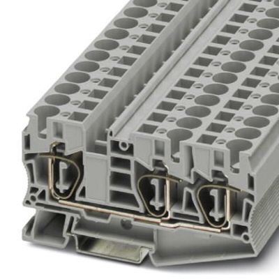 Phoenix Contact ST 10-TWIN Series Grey DIN Rail Terminal Block, Single-Level, Spring Clamp Termination