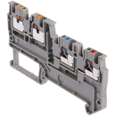 Phoenix Contact PTIO 1.5/S/3 Series Grey DIN Rail Terminal Block, 1.5mm², Triple-Level, Push In Termination