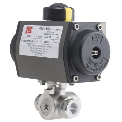 RS PRO Actuated Valve Stainless Steel 3 Way, 1/2in Pipe Size