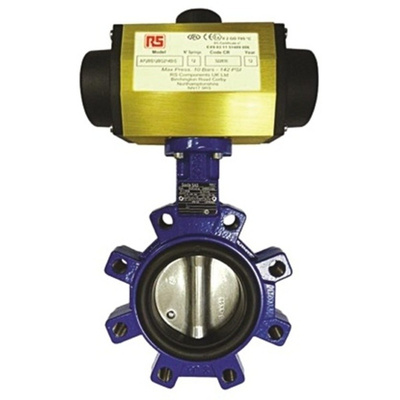 RS PRO Pneumatic Actuated Butterfly Valve EPDM Liner, 2-1/2in Pipe Size