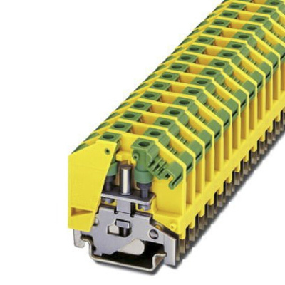Phoenix Contact OTTA2.5-PE Series Green, Yellow Feed Through Terminal Block, Single-Level, Bolt Termination
