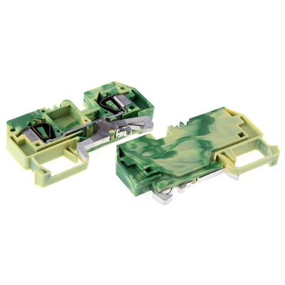 Wago 282 Series Green/Yellow Earth Terminal Block, 6mm², Single-Level, Cage Clamp Termination