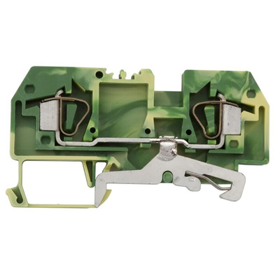Wago 282 Series Green/Yellow Earth Terminal Block, 6mm², Single-Level, Cage Clamp Termination