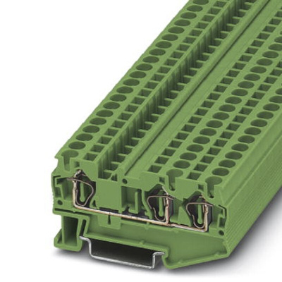 Phoenix Contact ST 4-TWIN GN Series Green Double Level Terminal Block, Single-Level, Spring Clamp Termination