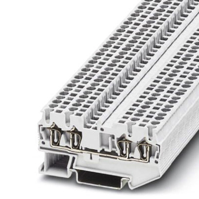 Phoenix Contact ST 2.5-QUATTRO WH Series White Feed Through Terminal Block, Single-Level, Spring Clamp Termination