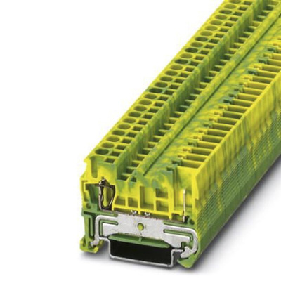 Phoenix Contact ST 2.5/ 1P-PE Series Green, Yellow Feed Through Terminal Block, 2.5mm², Single-Level, Spring Clamp