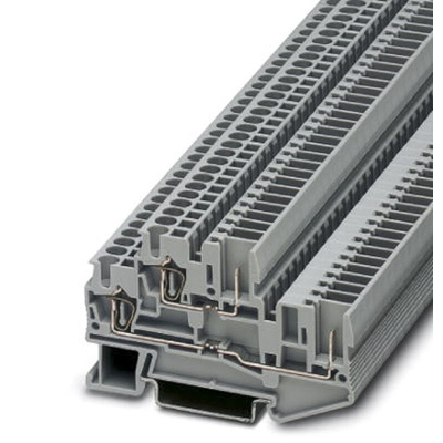 Phoenix Contact STTB 2.5/ 2P Series Grey Feed Through Terminal Block, 2.5mm², Double-Level, Spring Clamp Termination