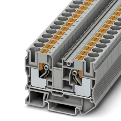 Phoenix Contact PT 10 Series Grey Feed Through Terminal Block, Single-Level, Push In Termination