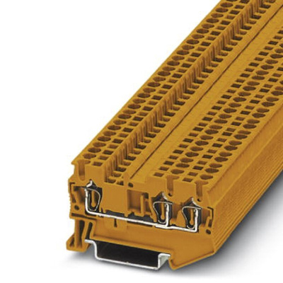 Phoenix Contact ST 2.5-TWIN OG Series Orange Feed Through Terminal Block, Single-Level, Spring Clamp Termination