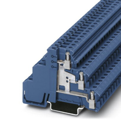 Phoenix Contact DIKD 1.5-PV BU Series Blue Non-Fused DIN Rail Terminal, Triple-Level, Screw Termination
