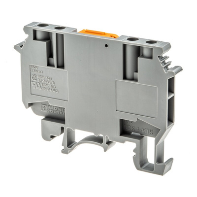 Phoenix Contact UDK 4-MTK-P/P Series Grey Feed Through Terminal Block, 4mm², Single-Level, Screw Termination