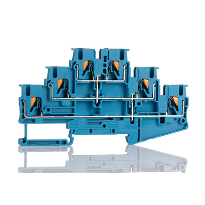 Phoenix Contact PT 2.5-3PV BU Series Blue DIN Rail Terminal Block, 2.5mm², 3-Level, ATEX, IECEx
