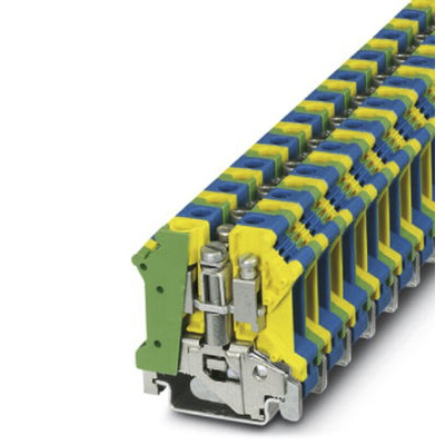 Phoenix Contact UK 6 N-PE/N Series Green/Yellow/Blue Earth Terminal Block, Single-Level, Screw Termination