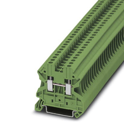 Phoenix Contact UT 2.5 GN Series Green Feed Through Terminal Block, 5.2mm², Single-Level, Screw Termination