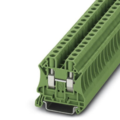 Phoenix Contact UT 6 GN Series Green Feed Through Terminal Block, 6mm², Single-Level, Screw Termination